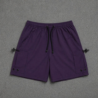 Short Cargo Streetwear Urban com Bolsos Laterais Roxo