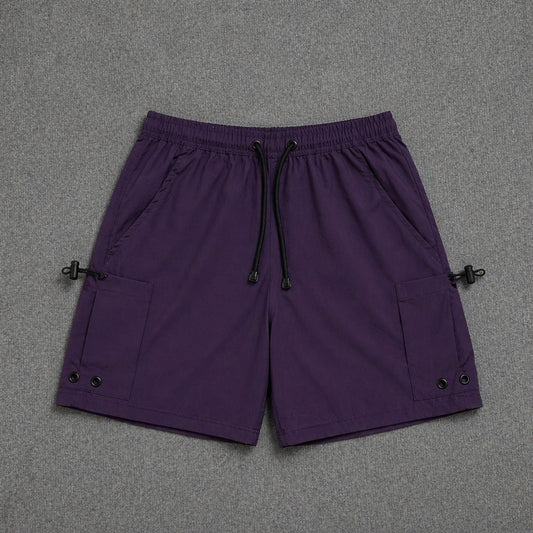 Short Cargo Streetwear Urban com Bolsos Laterais Roxo
