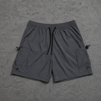 Short Cargo Streetwear Urban com Bolsos Laterais Cinza