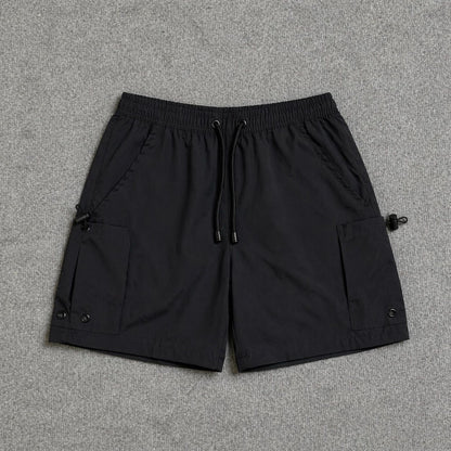 Short Cargo Streetwear Urban com Bolsos Laterais Preto