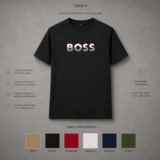 Camisa Importada Pima Boss Glitch Type — frente