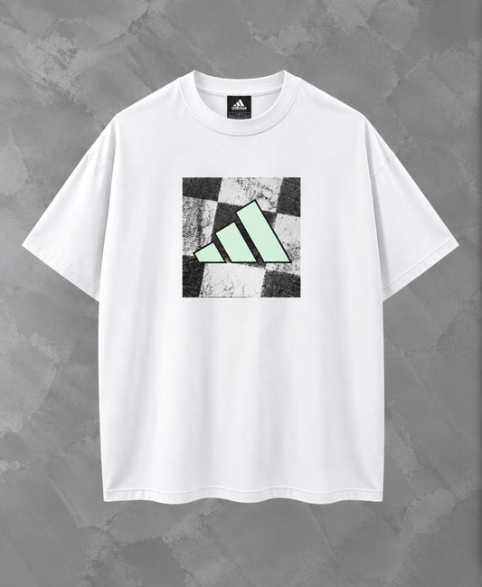 Camisa Adidas Checkered Mint Logo — peito