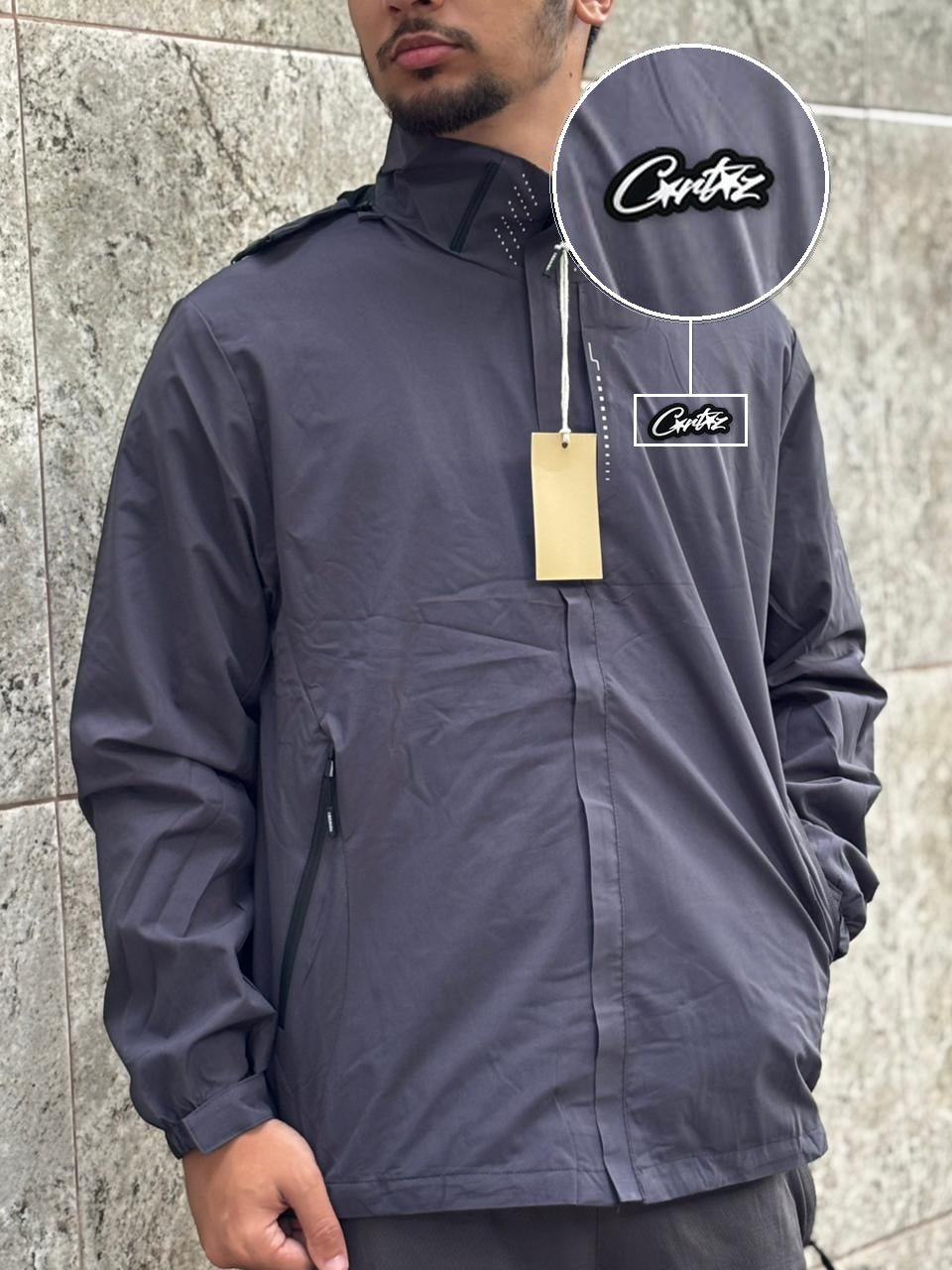 Casaco Corta Vento Impermeavel Imper Motor 2026 CHUMBO com patch Cortez Escrito