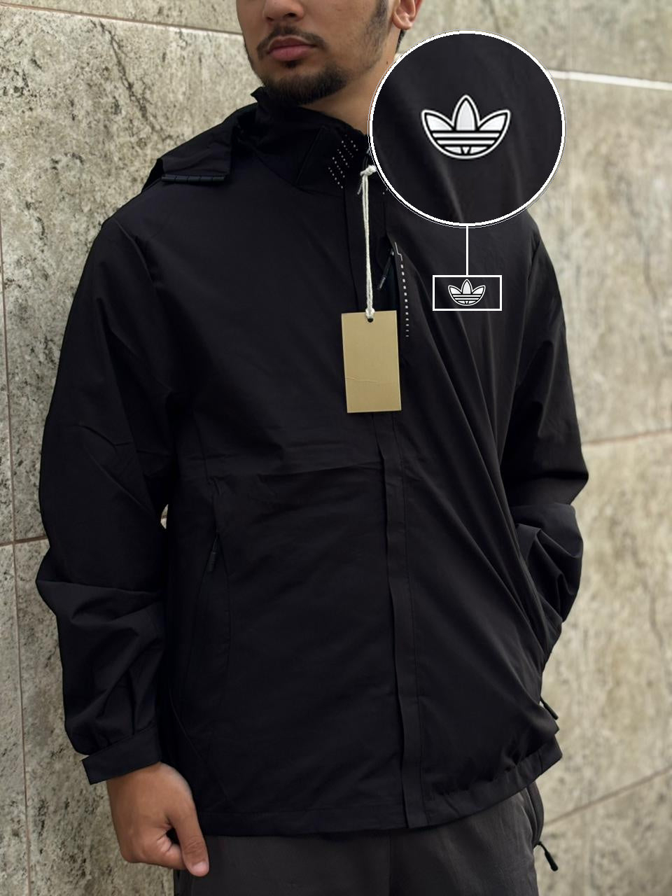 Casaco Corta Vento Impermeavel Imper Motor 2026 Preto com patch Adidas P B