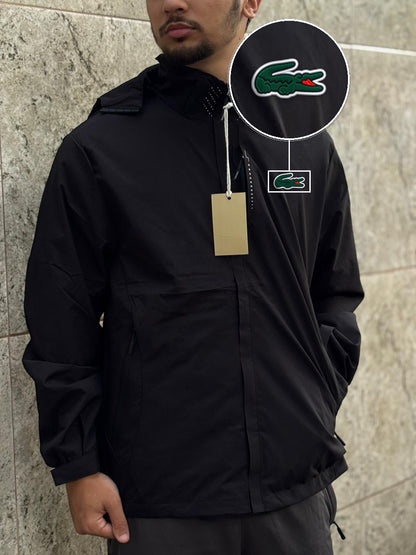 Casaco Corta Vento Impermeavel Imper Motor 2026 Preto com patch Lacoste Sp