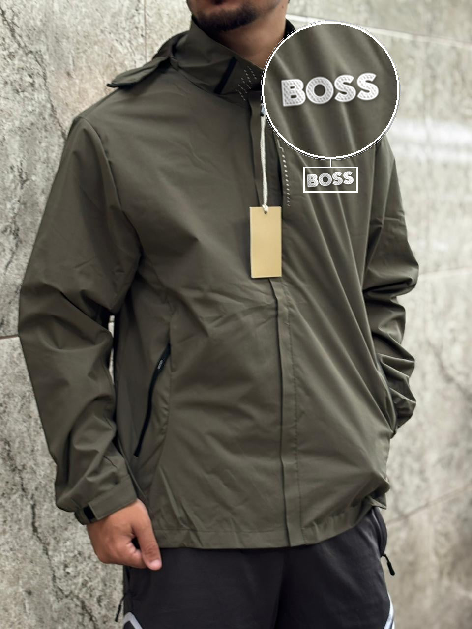 Casaco Corta Vento Impermeavel Imper Motor 2026 Verde Militar com patch Boss Sp Branco