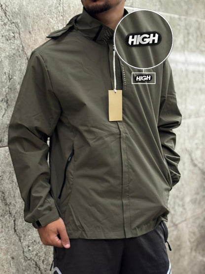 Casaco Corta Vento Impermeavel Imper Motor 2026 Verde Militar com patch High Resina Oval Preta