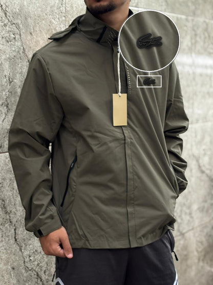 Casaco Corta Vento Impermeavel Imper Motor 2026 Verde Militar com patch Lacoste Sp Preto