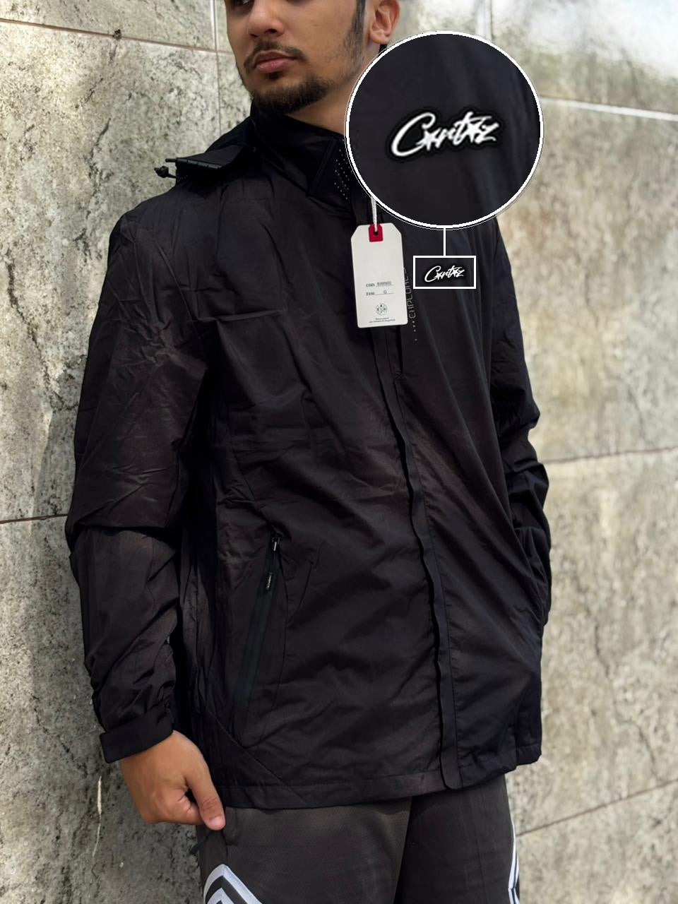 Casaco Corta Vento Impermeavel Storm PRO 2026 Preto com patch Cortez Escrito