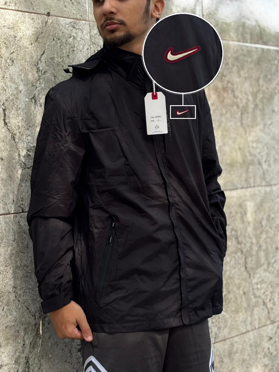 Casaco Corta Vento Impermeavel Storm PRO 2026 Preto com patch Nike Resinado Marrom