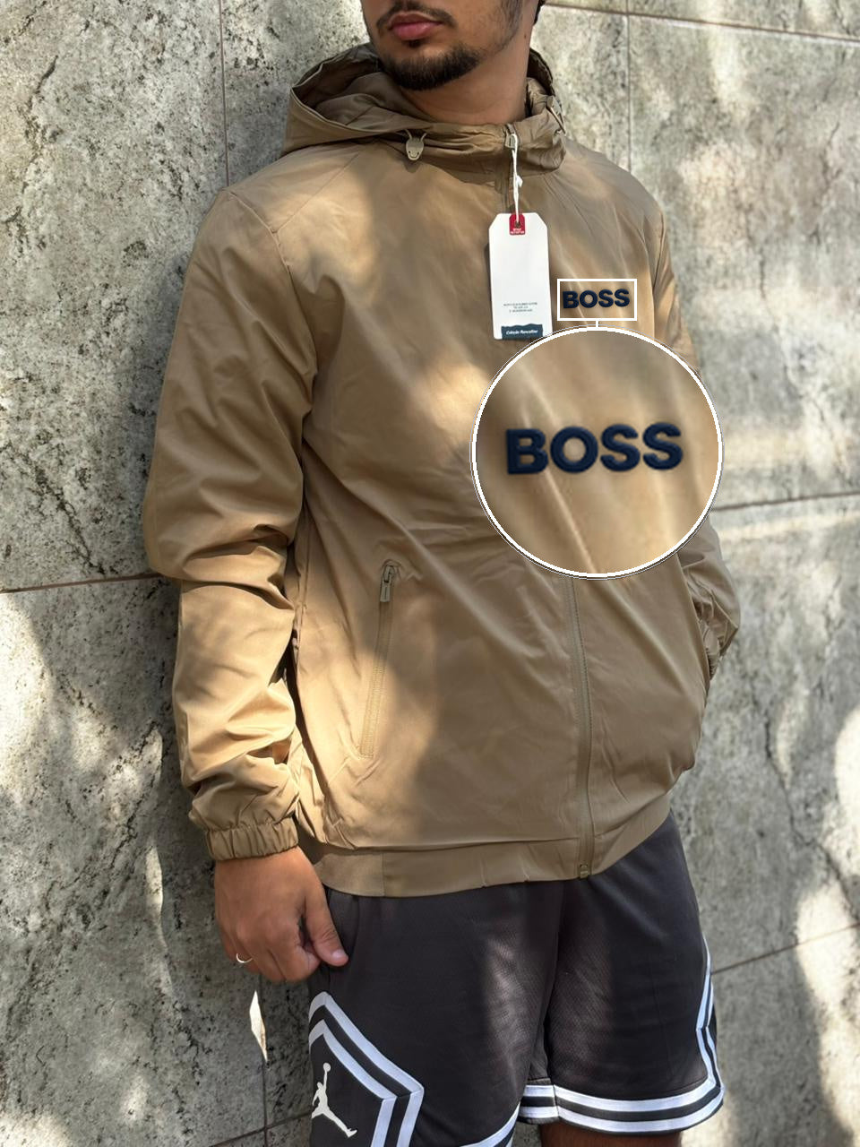 Casaco Corta Vento Impermeavel Storm Urban 2026 Caqui com patch Boss Sp Preto