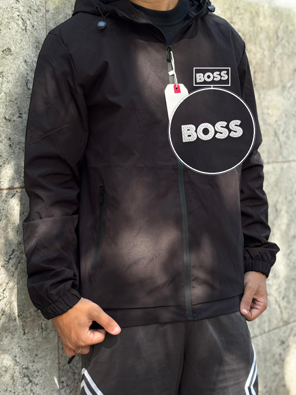 Casaco Corta Vento Impermeavel Storm Urban 2026 Preto com patch Boss Sp Branco