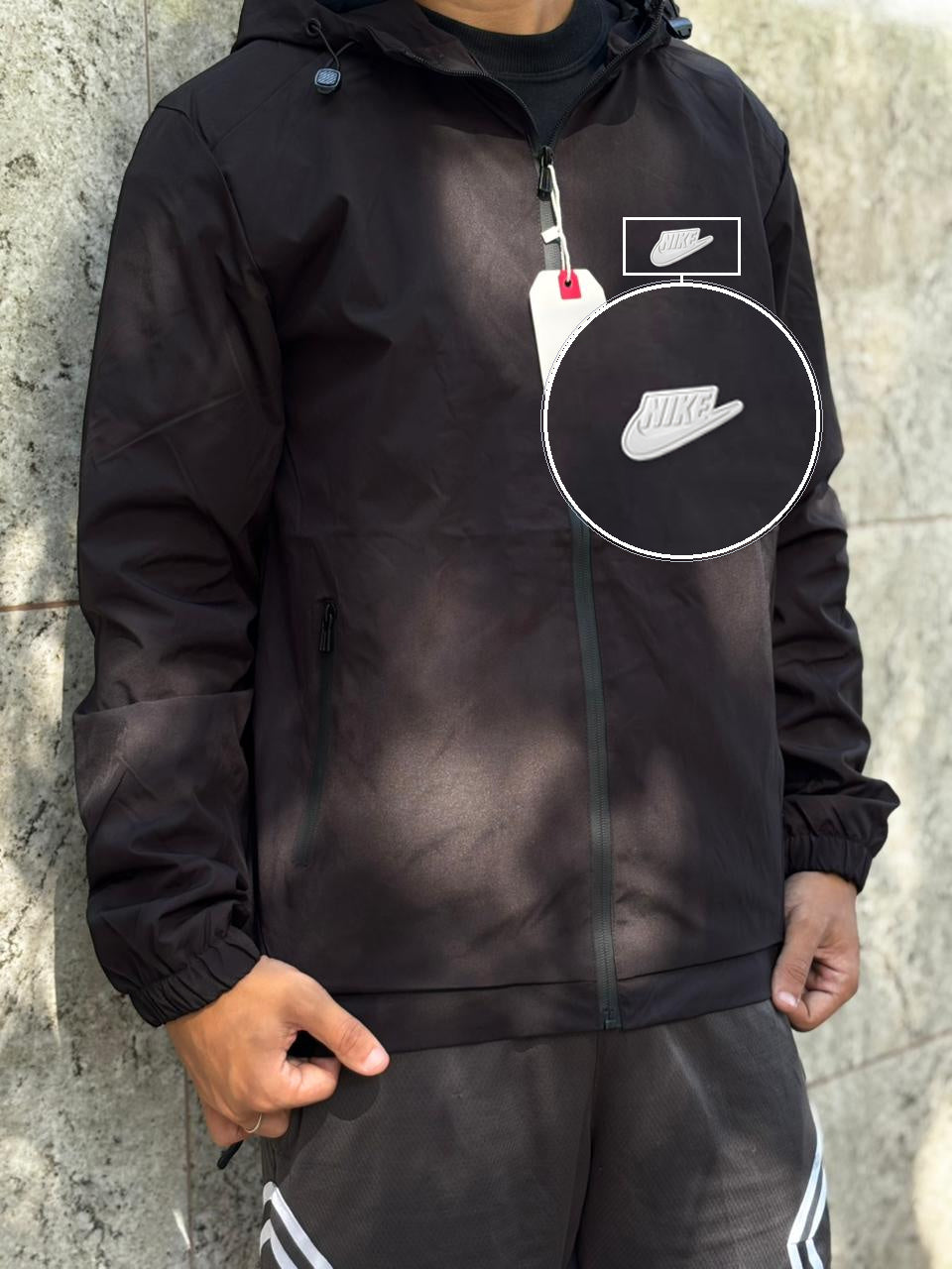 Casaco Corta Vento Impermeavel Storm Urban 2026 Preto com patch Nike Branco