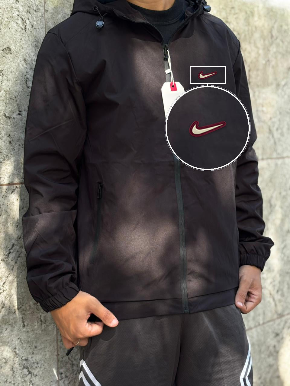 Casaco Corta Vento Impermeavel Storm Urban 2026 Preto com patch Nike Resinado Marrom