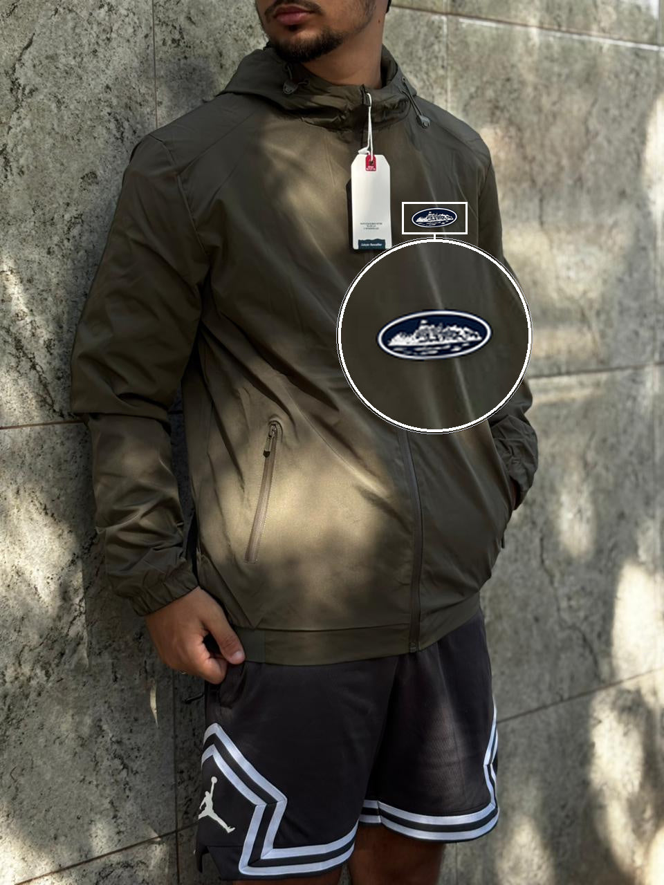 Casaco Corta Vento Impermeavel Storm Urban 2026 Verde Militar com patch Cortez Prisao