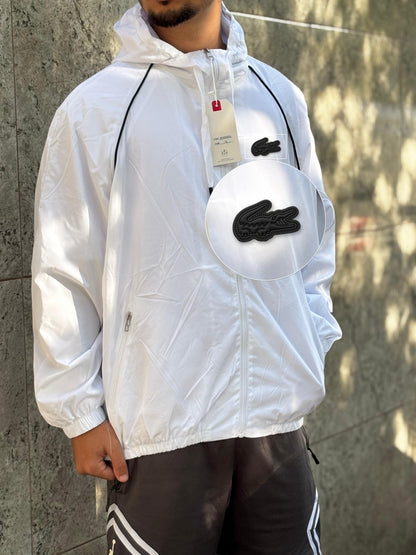 Casaco Corta Vento Importado Alpine North 2026 Branco com patch Lacoste Sp Preto