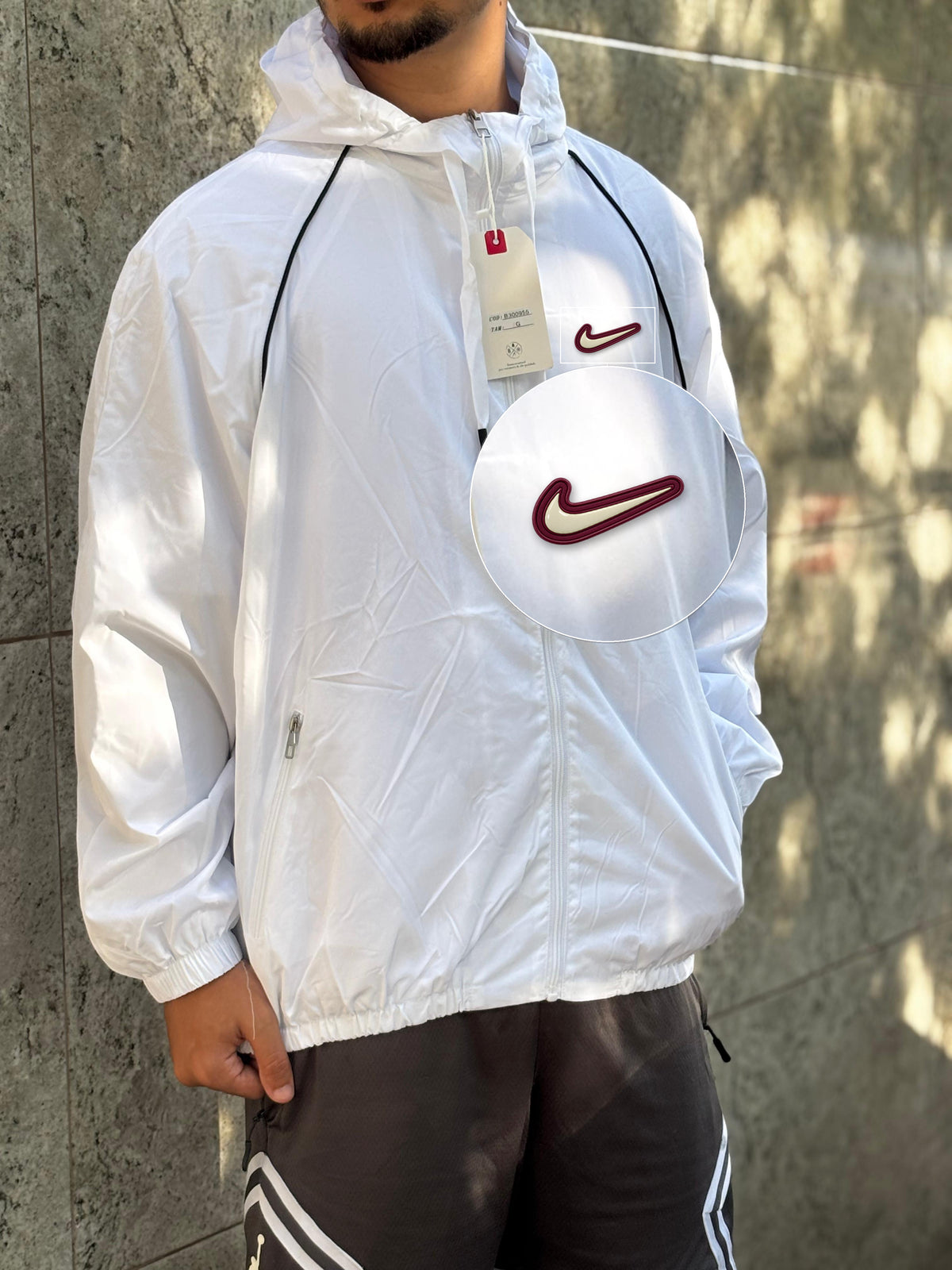 Casaco Corta Vento Importado Alpine North 2026 Branco com patch Nike Resinado Marrom