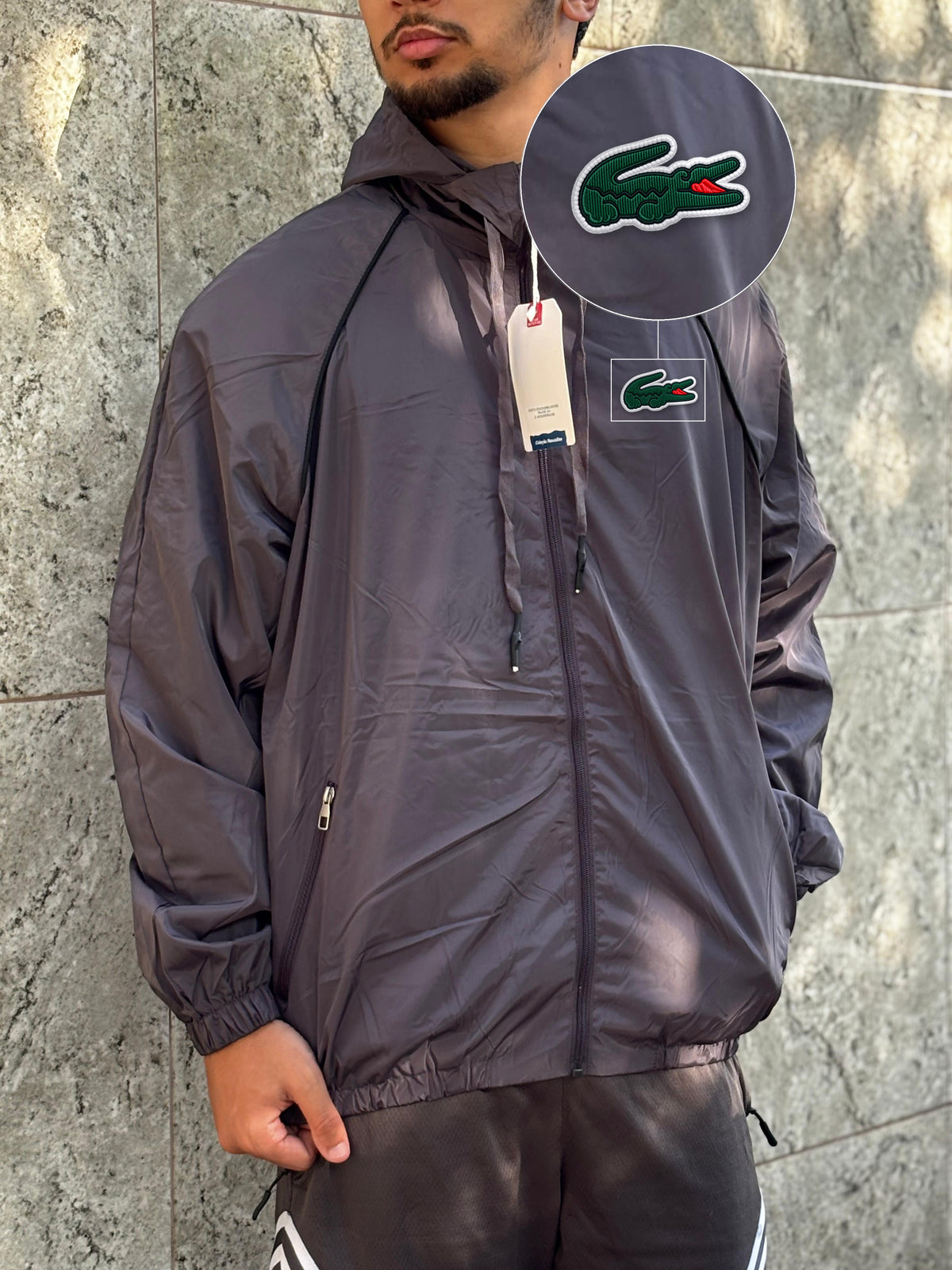Casaco Corta Vento Importado Alpine North 2026 Chumbo com patch Lacoste Sp