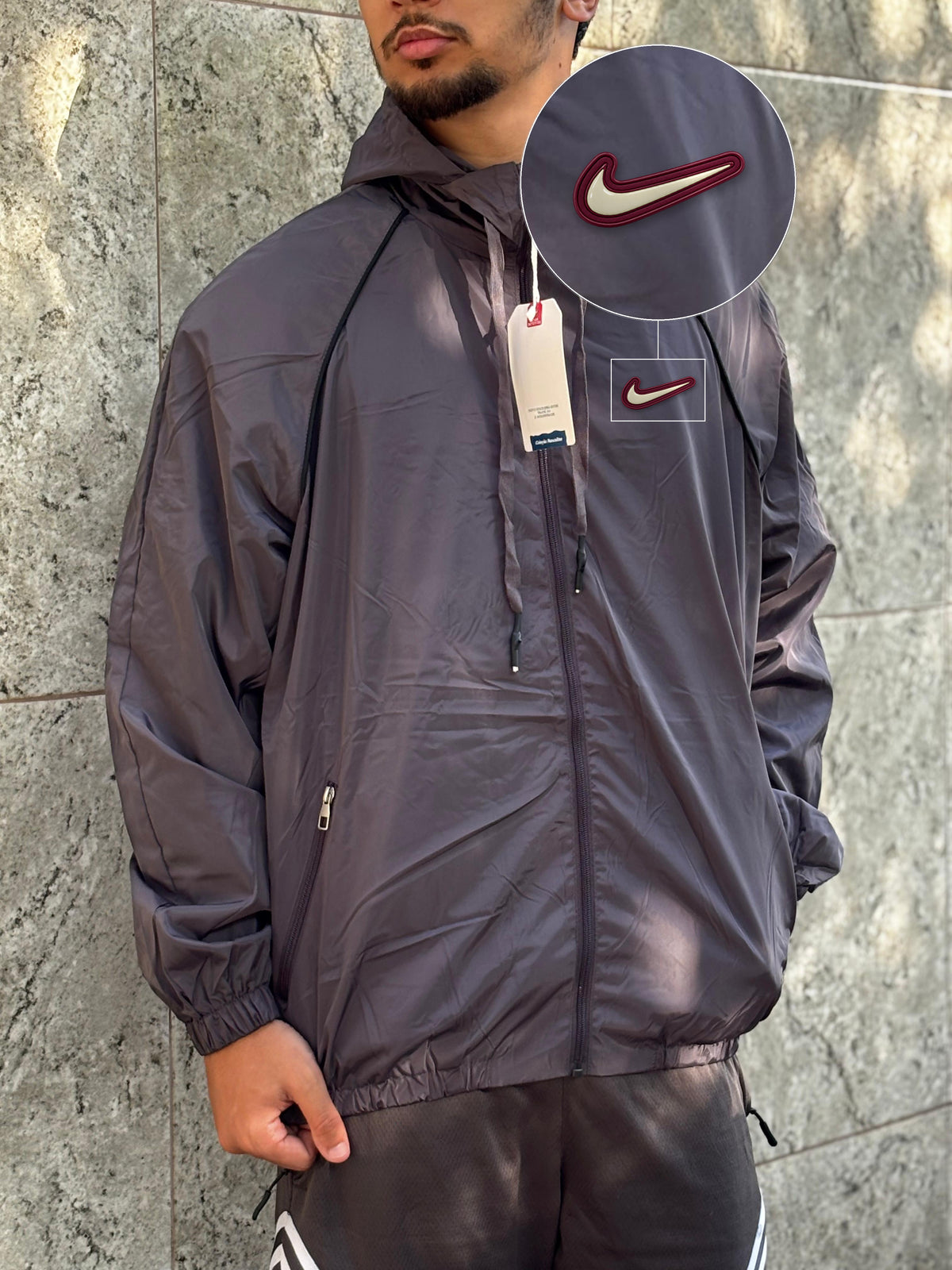 Casaco Corta Vento Importado Alpine North 2026 Chumbo com patch Nike Resinado Marrom