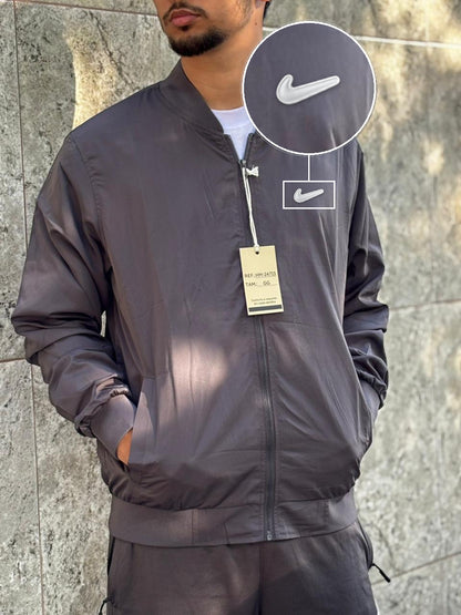Casaco Corta Vento Importado Minimal Bomber 2026 Chumbo com patch Nike Facao Sp Branca