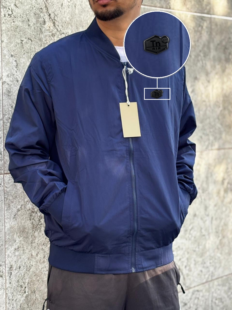 Casaco Corta Vento Importado Minimal Bomber 2026 Marinho com patch Tn Resinado Preto