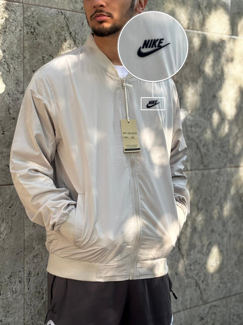 Casaco Corta Vento Importado Minimal Bomber 2026 Off com patch Nike Escrita Sp Preto