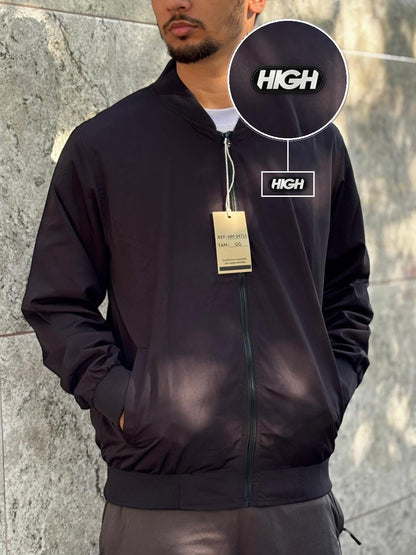 Casaco Corta Vento Importado Minimal Bomber 2026 Preto com patch High Resina Oval Preta