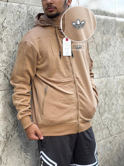 Casaco Moleton Ziper Importado Velvet Street 2026 Bege com patch Adidas P B