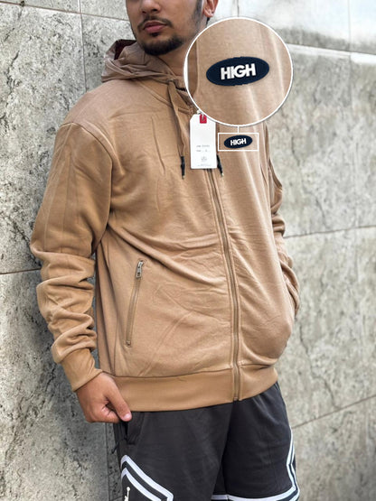 Casaco Moleton Ziper Importado Velvet Street 2026 Bege com patch High Oval
