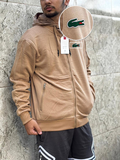 Casaco Moleton Ziper Importado Velvet Street 2026 Bege com patch Lacoste Sp
