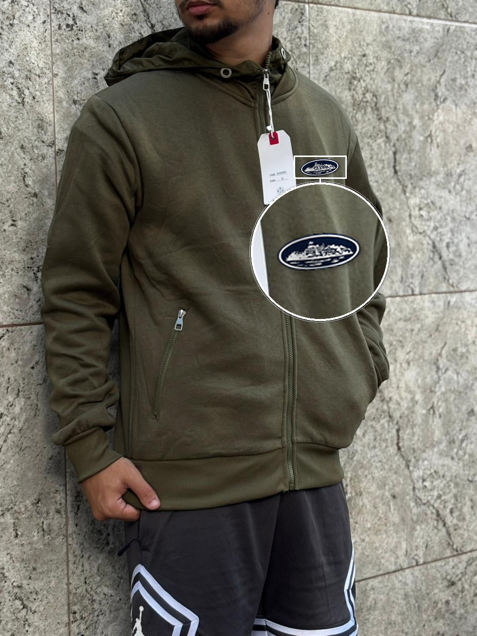 Casaco Moleton Ziper Importado Velvet Street 2026 Verde Militar com patch Cortez Prisao