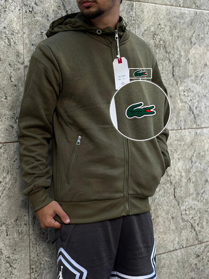 Casaco Moleton Ziper Importado Velvet Street 2026 Verde Militar com patch Lacoste Sp