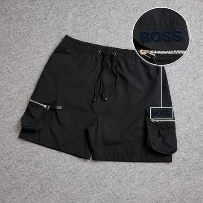 SHORT CARGO BOLSO MOCHILA COM ZÍPER PRETO com patch Boss Sp Preto