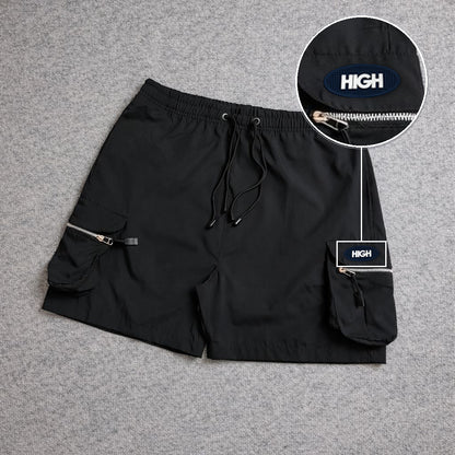 SHORT CARGO BOLSO MOCHILA COM ZÍPER PRETO com patch High Oval