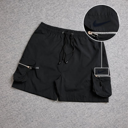 SHORT CARGO BOLSO MOCHILA COM ZÍPER PRETO com patch Nike Facao Sp Preto