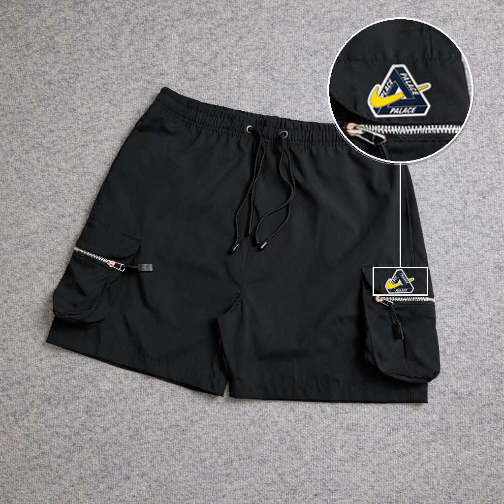 SHORT CARGO BOLSO MOCHILA COM ZÍPER PRETO com patch Palace