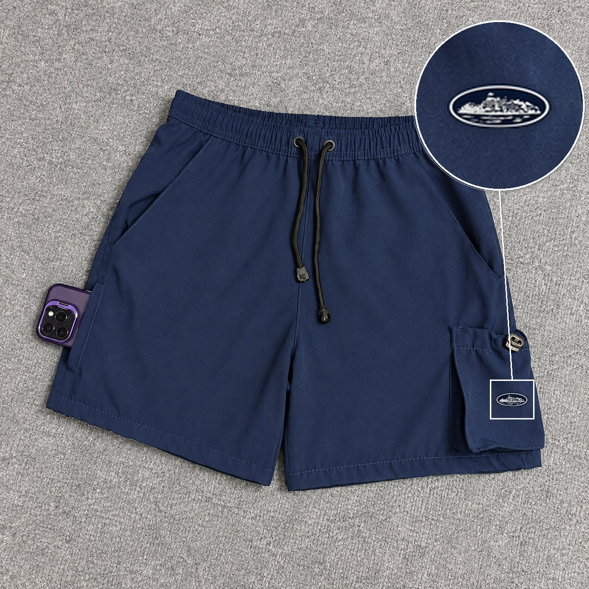 Short Cargo Elastano Tech Azul Marinho com patch Cortez Prisao