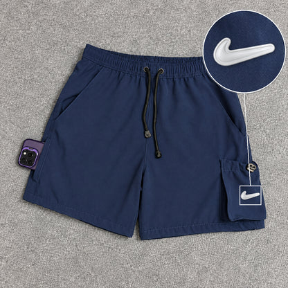 Short Cargo Elastano Tech Azul Marinho com patch Nike Facao Sp Branca