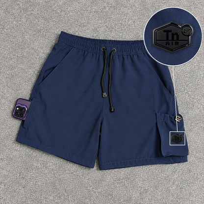 Short Cargo Elastano Tech Azul Marinho com patch Tn Resinado Preto