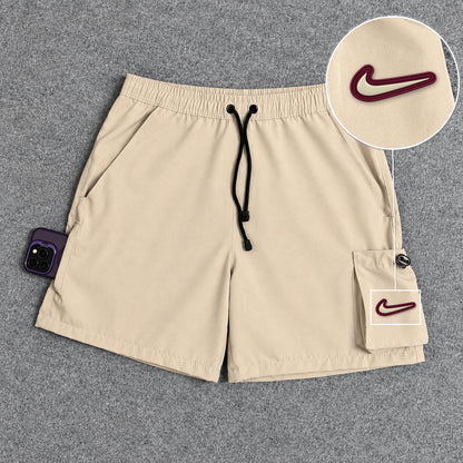 Short Cargo Elastano Tech Bege com patch Nike Resinado Marrom