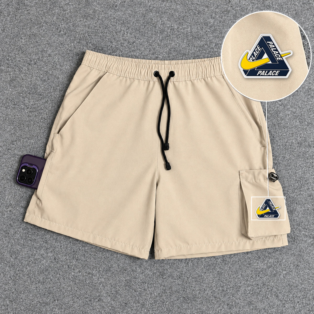 Short Cargo Elastano Tech Bege com patch Palace