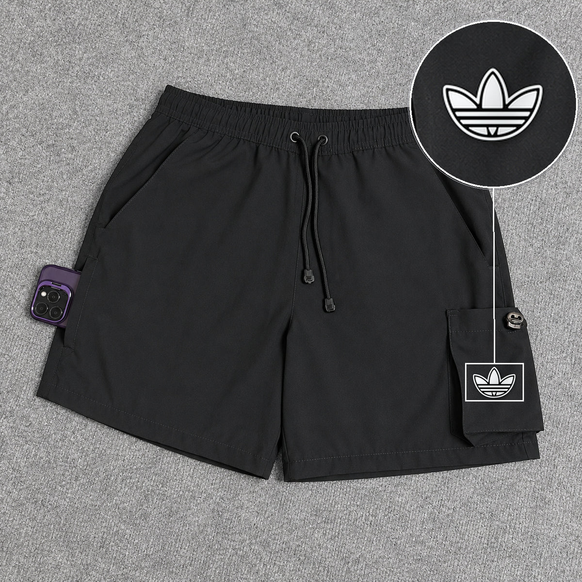 Short Cargo Elastano Tech Black com patch Adidas P B