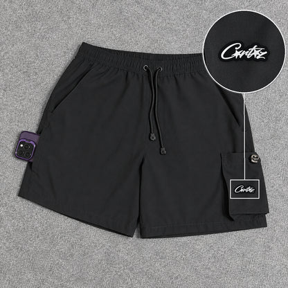 Short Cargo Elastano Tech Black com patch Cortez Escrito