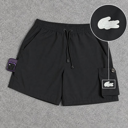 Short Cargo Elastano Tech Black com patch Lacoste Sp Branco