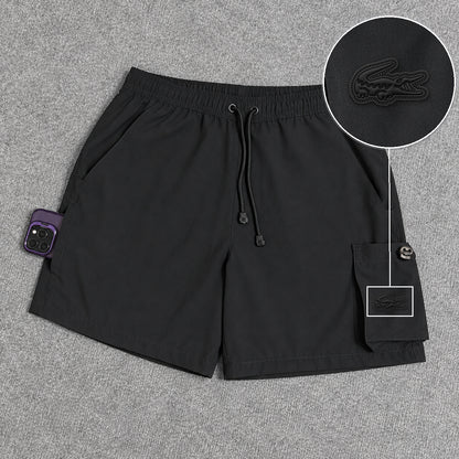 Short Cargo Elastano Tech Black com patch Lacoste Sp Preto