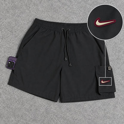 Short Cargo Elastano Tech Black com patch Nike Resinado Marrom