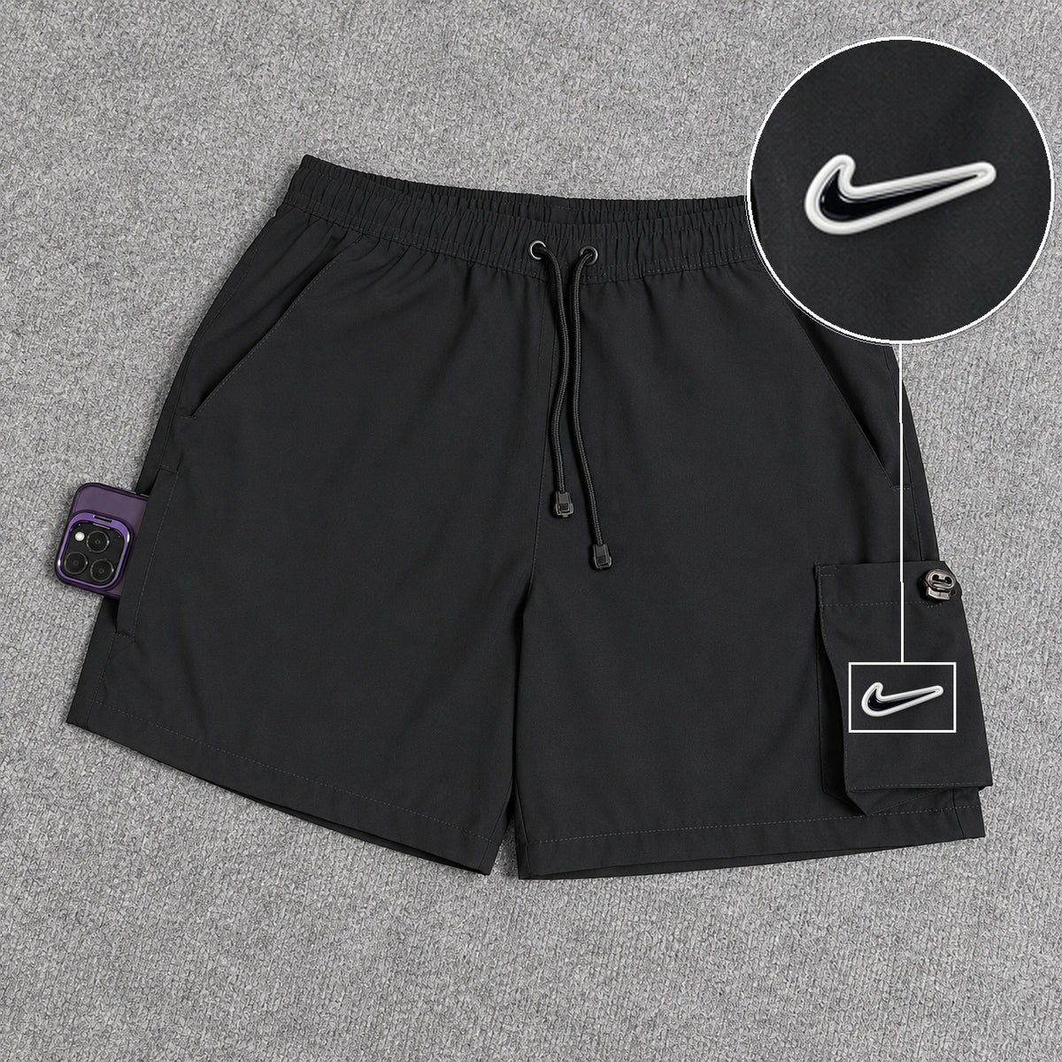 Short Cargo Elastano Tech Black com patch Nike Rs P B
