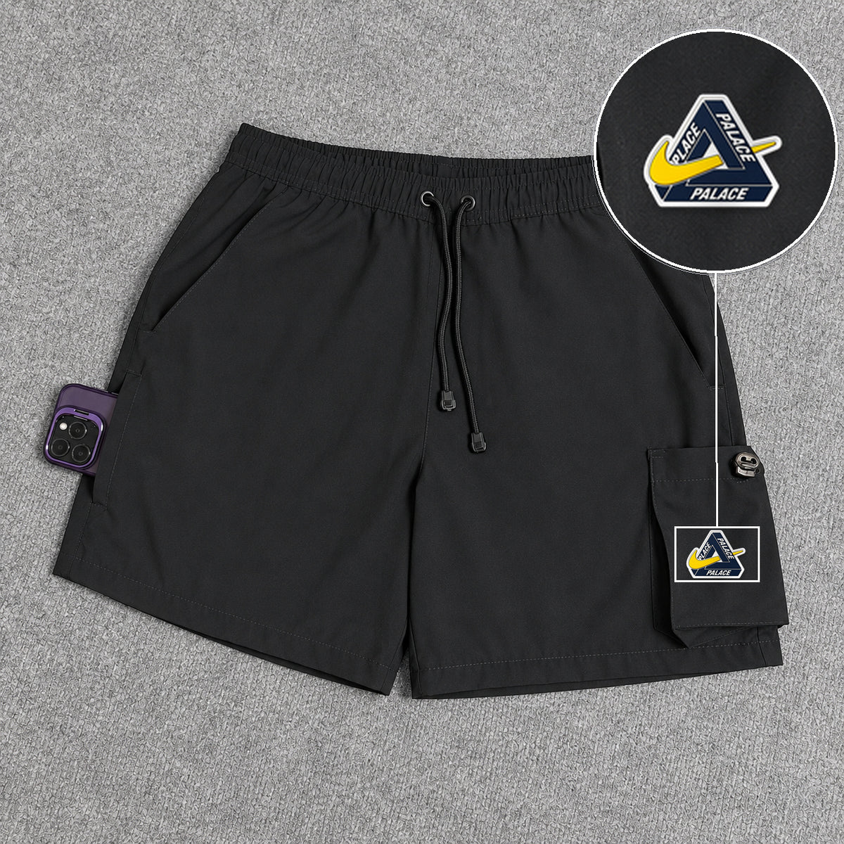Short Cargo Elastano Tech Black com patch Palace