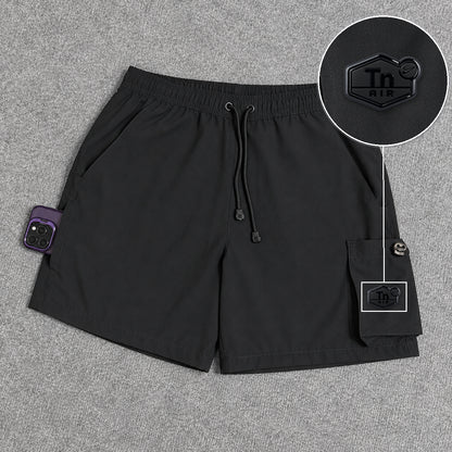 Short Cargo Elastano Tech Black com patch Tn Resinado Preto