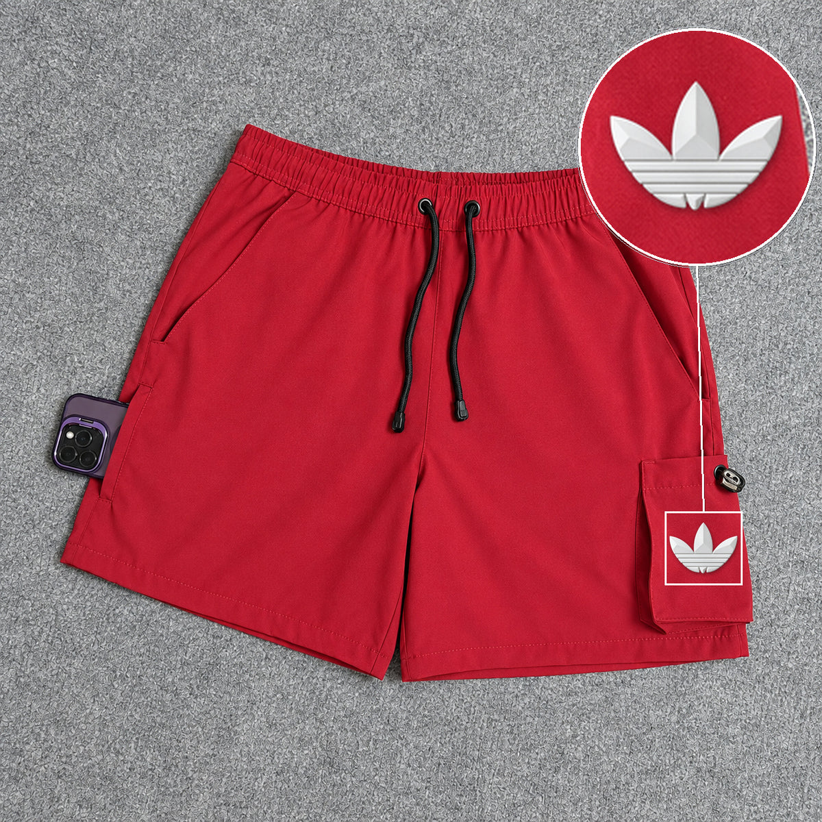 Short Cargo Elastano Tech Red com patch Adidas Branco